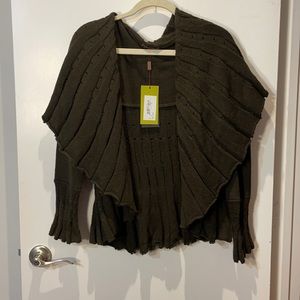 HAGARA dark chocolate brown cardigan with extraordinary details and draping L